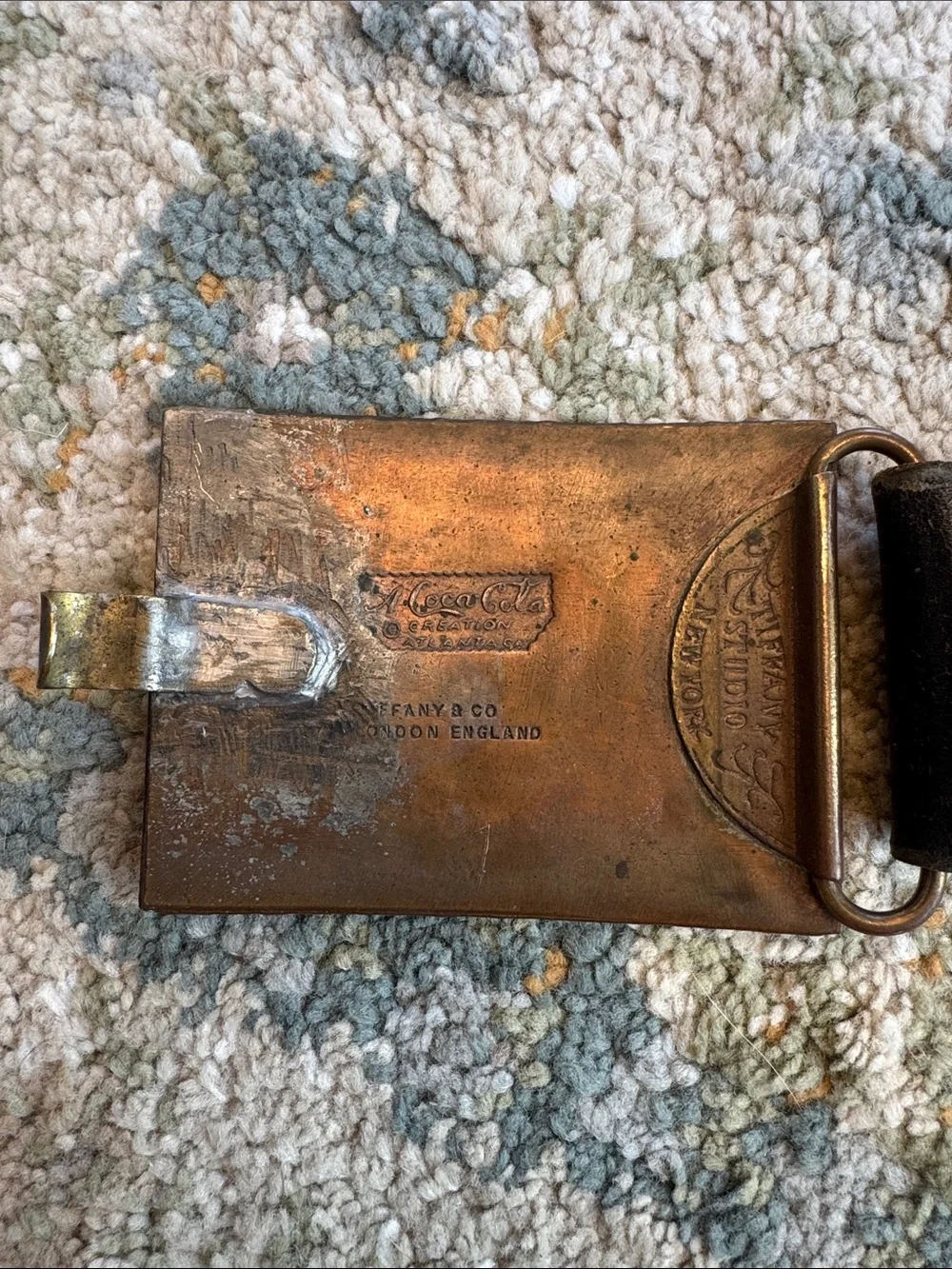 Vintage Brown Coca-Cola Embossed Buckle with Leather Belt
